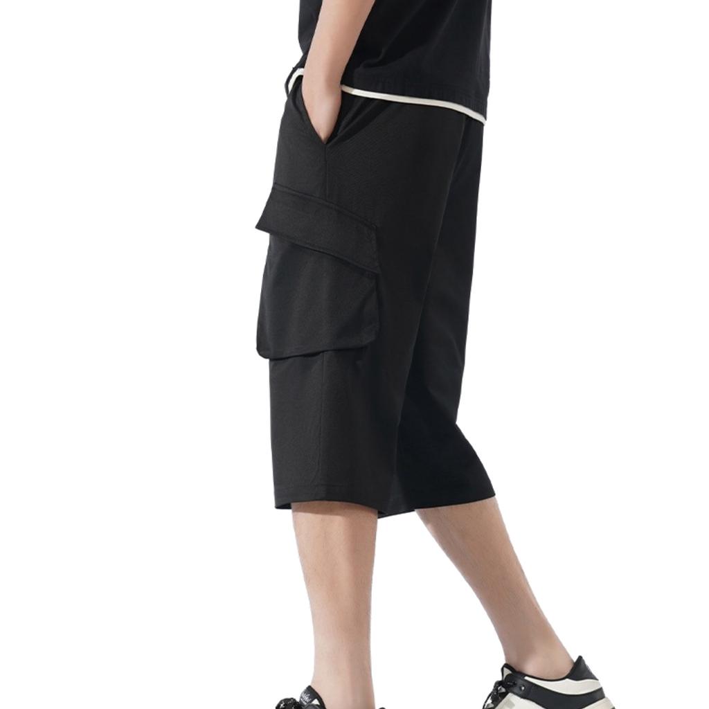 Men's Casual Lightweight Breathable Drawstring Cargo Shorts Loose Fit Stretchable Sportswear with Multiple Large Pockets for Outdoor Activities