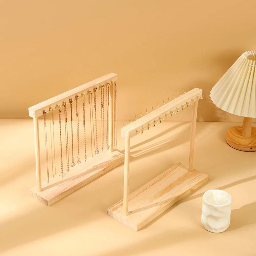 New Large Necklaces Easel Solid Wood 12/18 Hooks Jewelry Collection Rack Removable Bracelet Display Board Set Up Stalls