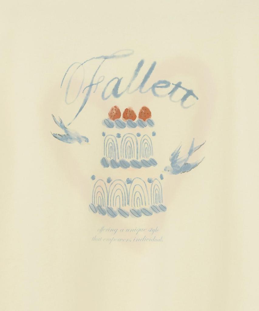 FALLETT Cake Drawing Short Sleeve T-Shirt Yellow