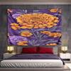 Vibrant Orange and Purple Floral Design Pattern Wall Hanging Tapestry Decorative Tapestry Home Decor for Bedroom and Living Room