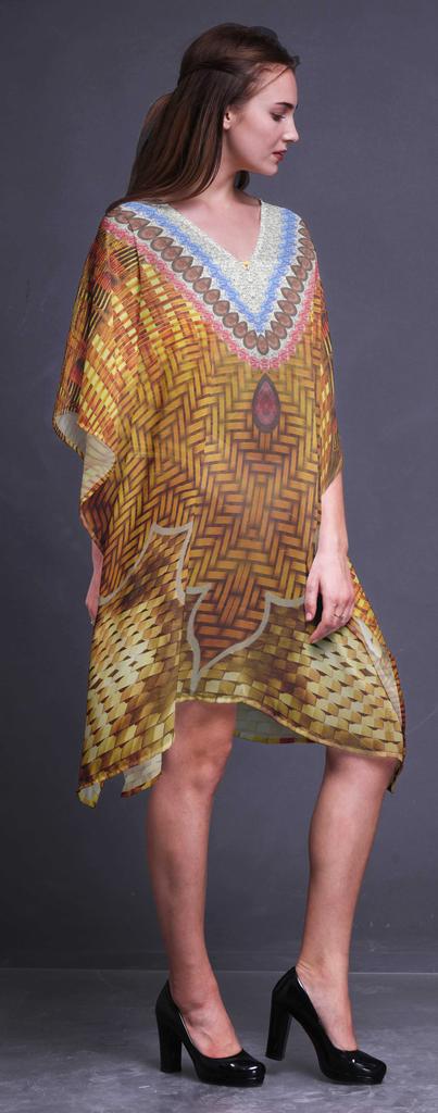 Phagun Ladies Plus Size Kaftan Summer Wear Beach Coverup Kimono Kaftan-4X-5X