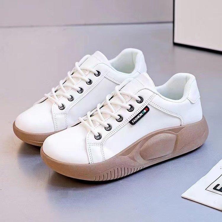 Spring New Korean Style White Shoes Women Ins Student Casual Shoes Internet Celebrity Street Snap Sneakers Platform Height Increasing Women Shoes
