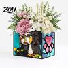 Acrylic Stationery Organizer Stained Glass Style Pen Holder, Unique Desktop Organizer, 3D Creative Gift for Students Embossed Relief Pattern