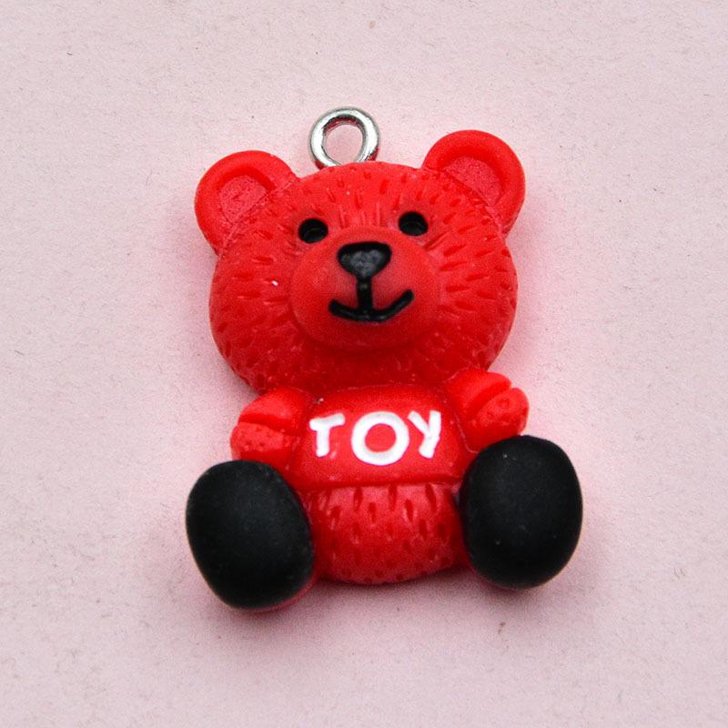 Colorful Resin Cartoon Bear Pendant & Letter Keychain for DIY Jewelry