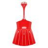 Women's Patent Leather Halter Neck Sexy Backless Bodycon Party MIni Dress Clubwear
