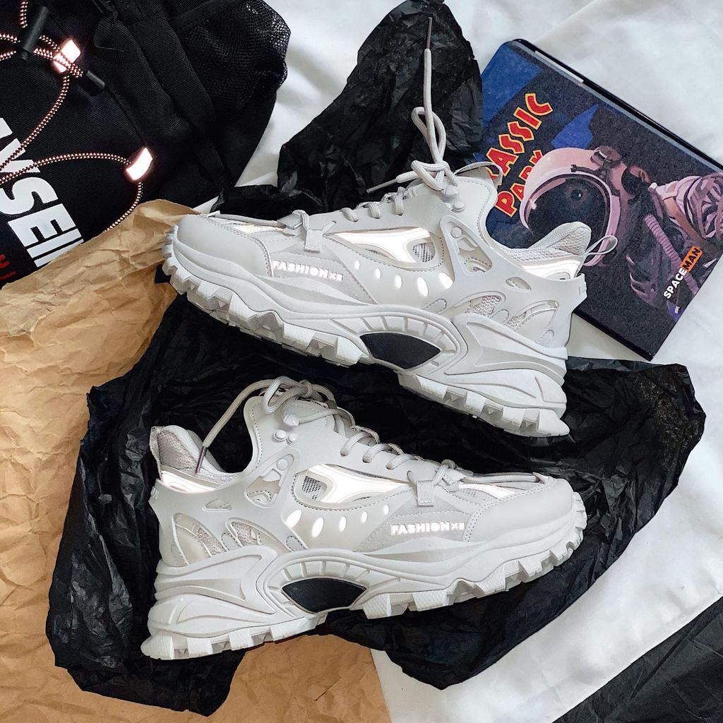 2025 Herrars Trendiga Sneakers i Koreansk Stil: Vår/Höst Harajuku Pappa-skor, Plusstorlek 45-46 Casual.