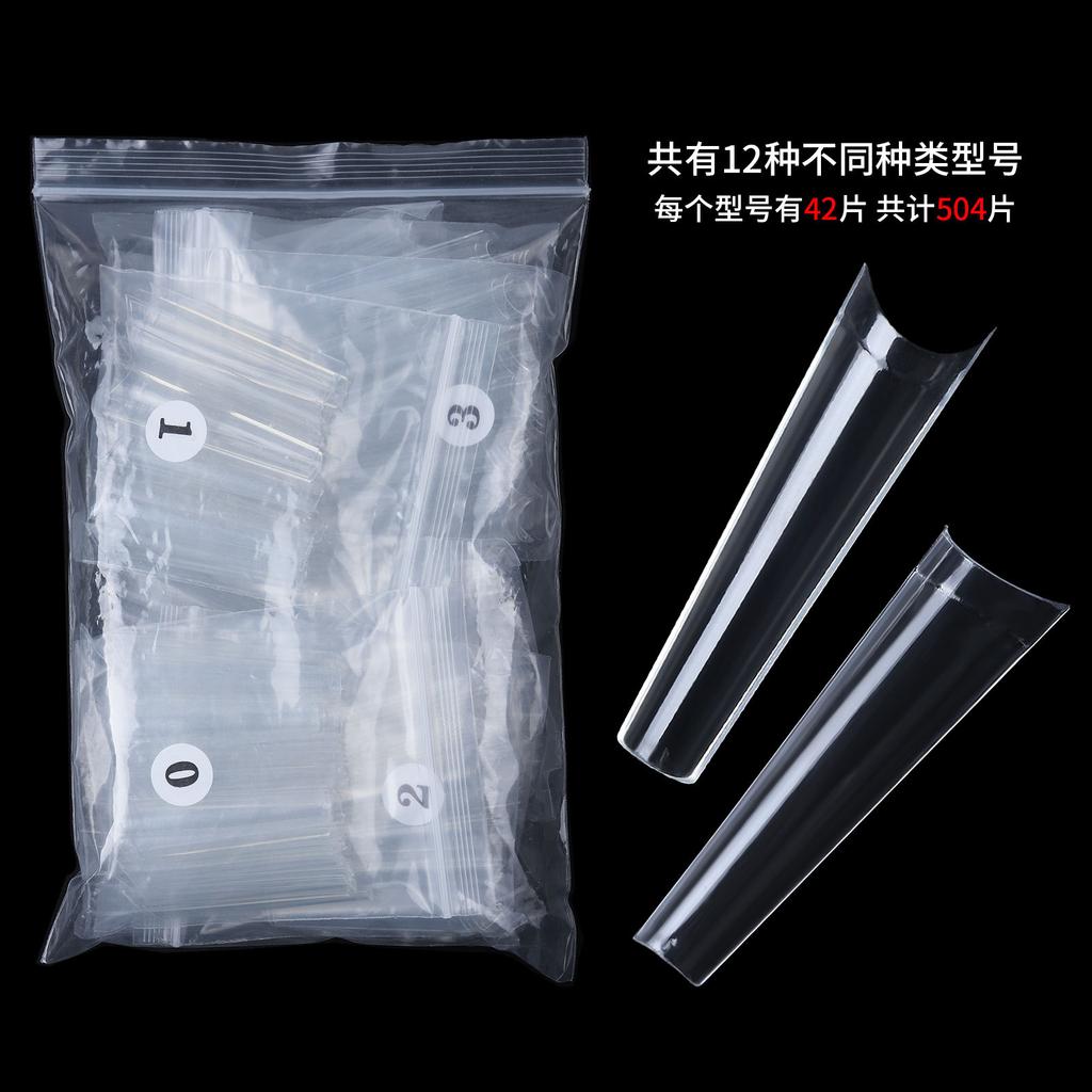 Xxl Denim Nail Piece Europeu e Americano Francês Unha Postiça Cor Natural 504 Peças Ensacada Nail Piece