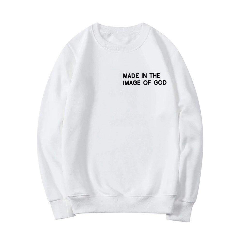 Christian Sweatshirt Made In The Image of God Sweatshirts Faith Shirt Jesus Hoodie Bible Verses Crewneck Sweatshirt Women Tops Unisex