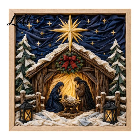 Christian Home Decor Projects 3D Fabric Poke Art Kit for Adults Faith Inspired Holiday Craft Kit DIY Christmas Wall Handmade Religious Gift Layered
