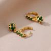 Stainless Steel Green Zircon Ball Dangle Earrings For Women Spherical Earring  Trending Luxury Wedding Jewelry