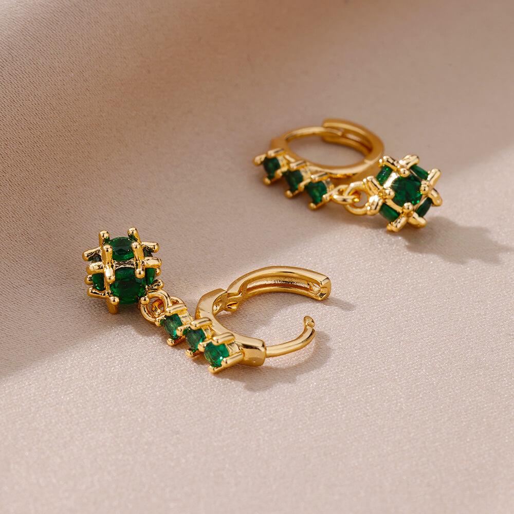 Stainless Steel Green Zircon Ball Dangle Earrings For Women Spherical Earring  Trending Luxury Wedding Jewelry