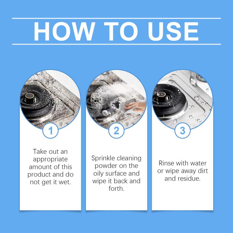 Jaysuing Multi-Purpose Oil Removal Powder, Kitchen Stove Top Gentle Oil Removal Multi-Purpose Kitchen Utensils Cleaning Agent 1pcs