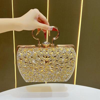 Handtasche mit großem Fassungsvermögen, mit Diamanten besetzt, modische und leicht luxuriöse Kleider-Tasche, Party-Umhängetasche für Bankette