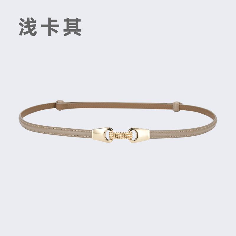 Fine Belt Women'S Leather Button Belt Women'S Casual Pants Belt Chain