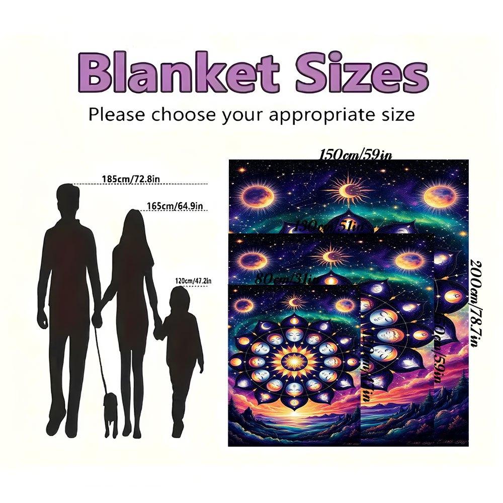 "Celestial Harmony Mandala Wall Art Print"Blanket Flannel Throw Blanket for Sofa, Bed, Travel, Camping, Office