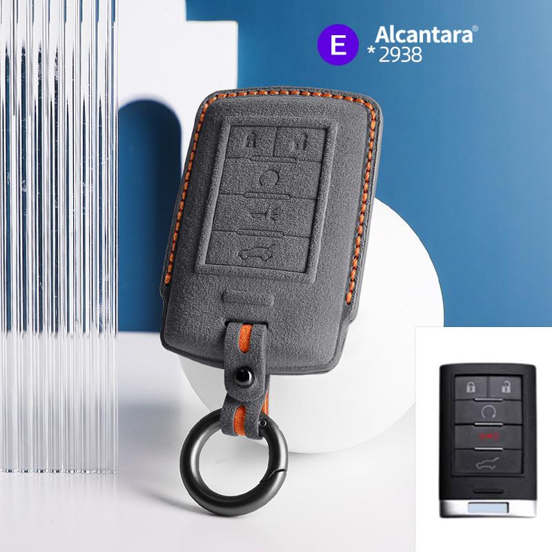 

For Cadillac CTS ATS XTS SLS SRX XLS DTS STS Seville Escalade Suede Car Key Case Shell 5Button auto Keychain Accessories