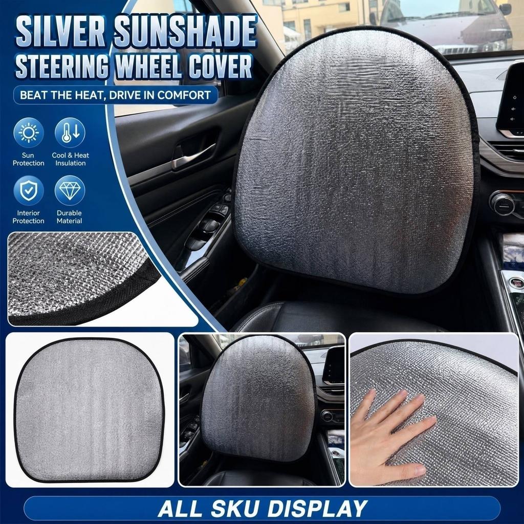 Car Steering Wheel Sun Shade Cover with Coating Heat Insulation Interior Protector for Summer - Tree Texture