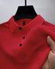 New High-end Fabric Fashion Casual Mesh Ice Silk Short Sleeve Lapel T-shirt Men's Summer Solid Color Comfortable Knit Polo Shirt