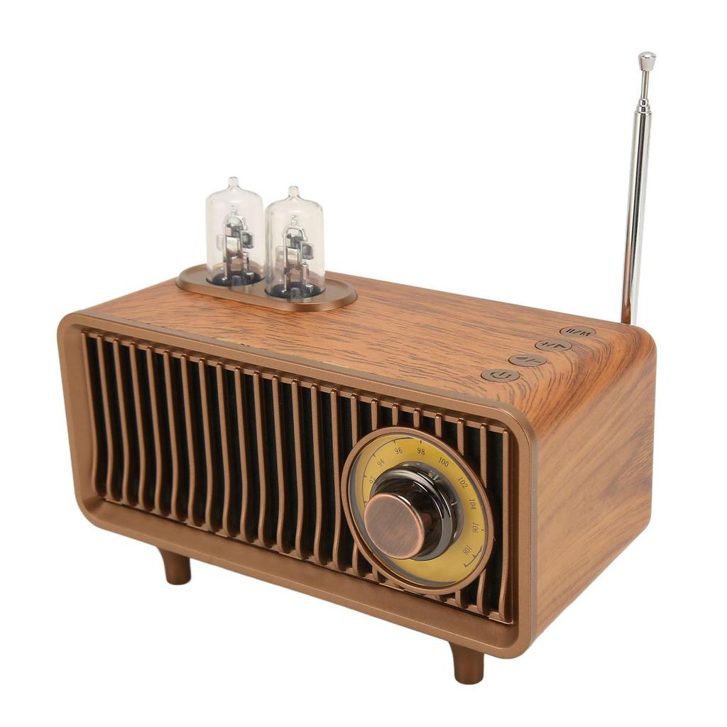 Mini Wooden FM Stereo Sound Radio Vintage Imitation Wood Grain Portable Bluetooth Speaker