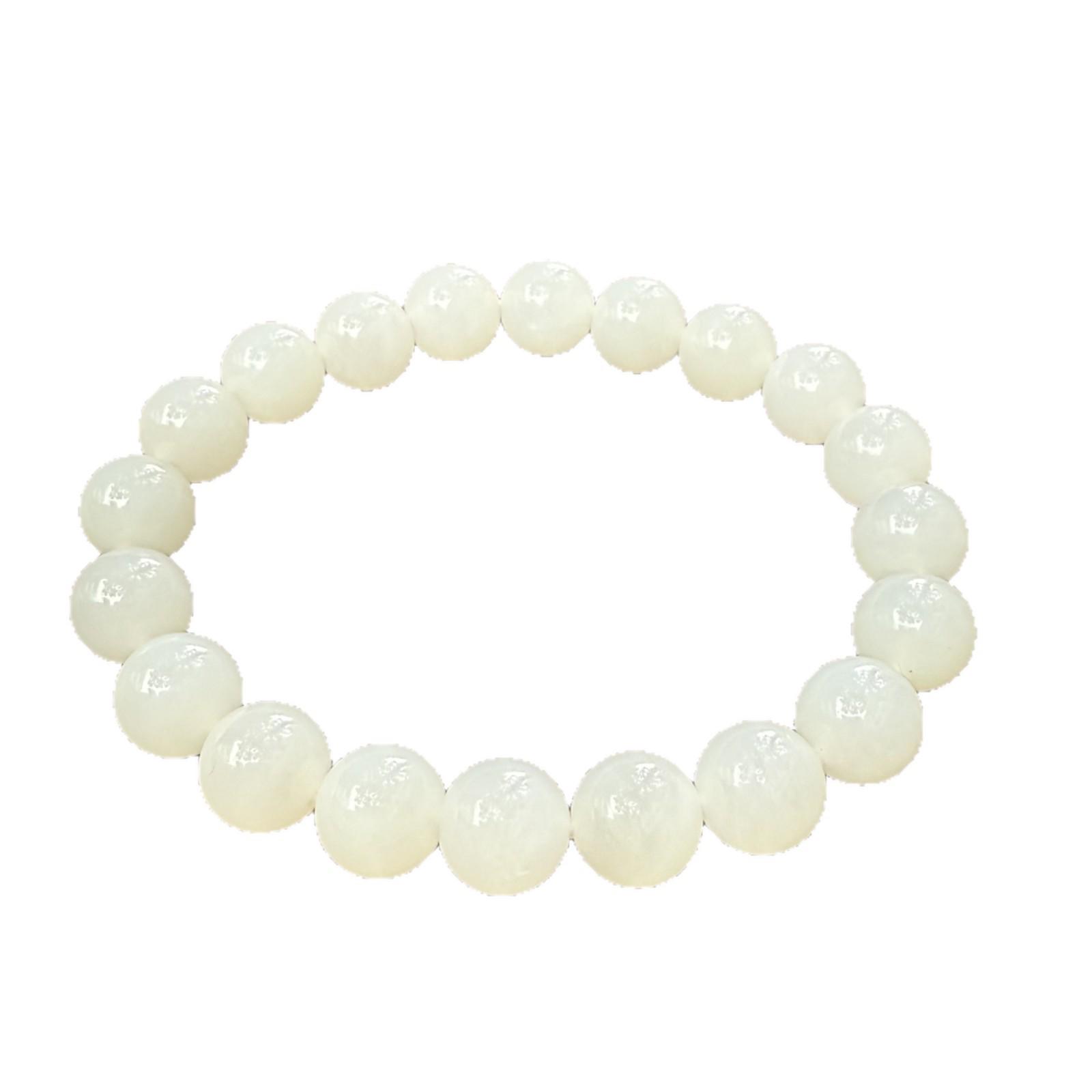 Hetian White Jade Bead Bracelet - Women s Lover Gift 4mm Beads/40 Pieces