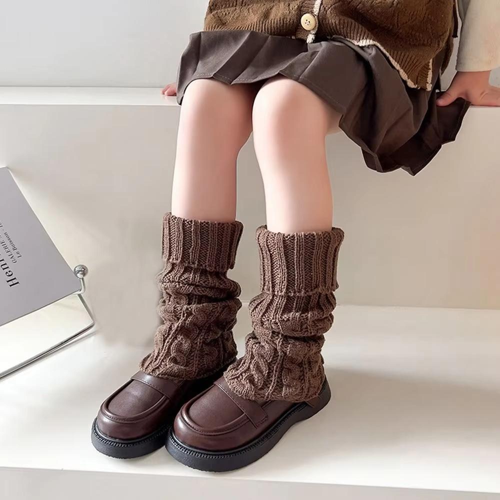 Scaldamuscoli per bambini, calzini lavorati a maglia intrecciati Lolitas, copripiedi caldi per bambine, calzini carini e dolci, calze lunghe