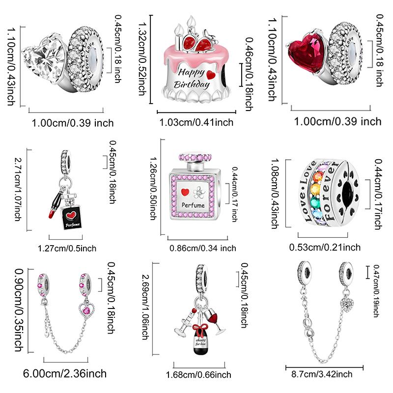 Copper Zircon Red Love Heart Lover Series Charms Beads Fit Original Pan Bracelet Bangles Diy Fine Jewelry