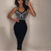 2022 Halter V-Neck Beaded Bandage Midi Dress - Slimming Evening Style