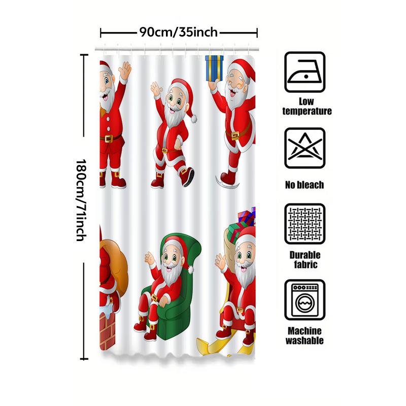 Tu Christmas Shower Curtain Santa Claus Festive Holiday Bathroom Decor Waterproof Fabric Xmas Home Decor Gift Idea