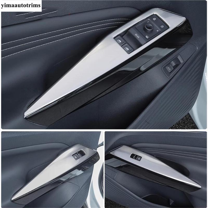 Auto Innen Tür Armlehne Fensterheber Knopf Panel Abdeckung Zierleiste Für VW Volkswagen ID.4 ID4 - 2025 Karbonfaser Optik Zubehör