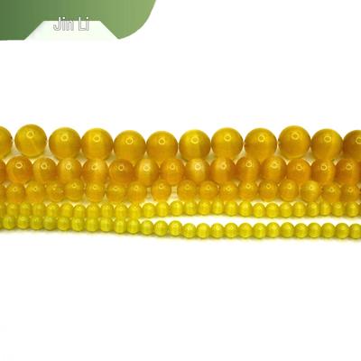 Golden Yellow Cat's Eye Round Beads for DIY Jewelry & Accessories