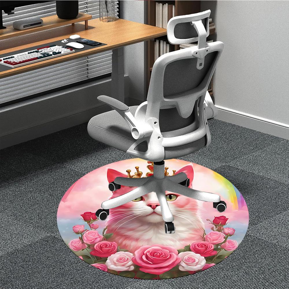 

1pc Crown KittyChair Carpet for Office, Indoor Non-Slip Washable Polyester Fiber Carpet, Mat For Office, Machine Washable 80cm