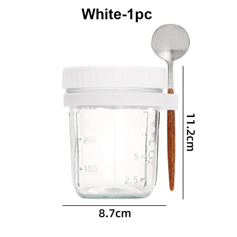 

1/2PCS Overnight Oats Jars with Spoon and Lid 350ml Airtight Oatmeal Container with Measurement Marks for Fruit Vegetable Yogurt 301-350ml