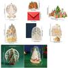 Paper Christmas 3D Greeting Card Gold Plated Craft Merry Christmas Blessing Cards Ornaments with Envelope Paper Carving Postcard
