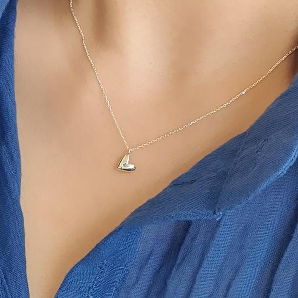 Mini Plump Heart Necklace (Choose Turquoise Cubic)