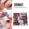 19pcs Manicure Pedicure Nail Clippers Set Stainless Steel Acne Removal Tool KitBurgundy