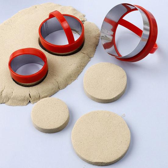 3Pcs Stainless Steel Cookie Cutter with Handles Heart Star Plum Blossom Circle Shapes DIY Baking Molds for Fondant Cookies Cake Decorating Tools