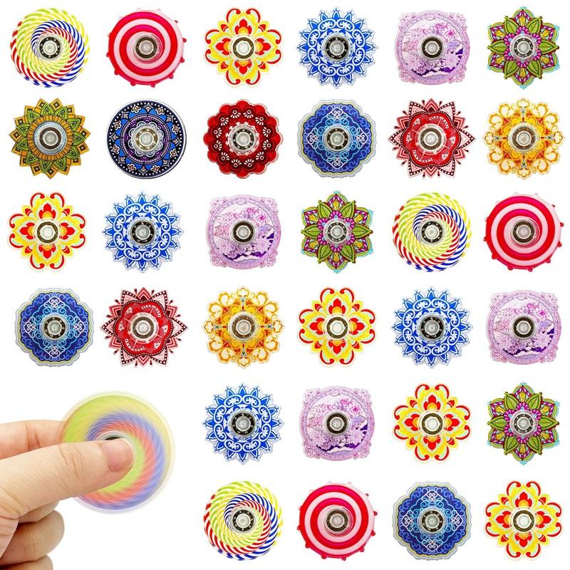 6Pcs Graffiti Retro Style Fingertip Top Color Decompression Small Toy Creative Rotating Gear Fingertip Top Convenient To Carry