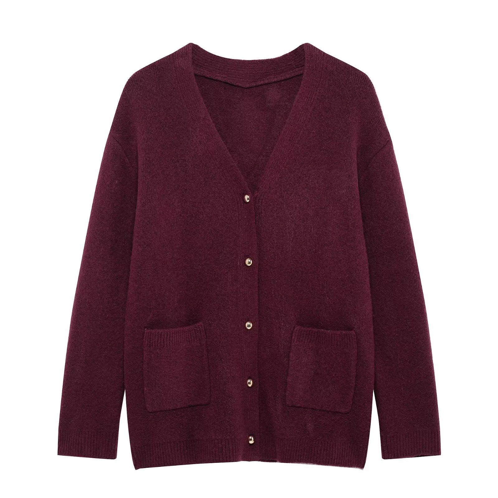 

2025 Spring New Women s V-Neck Casual Cardigan Sweater Coat Small