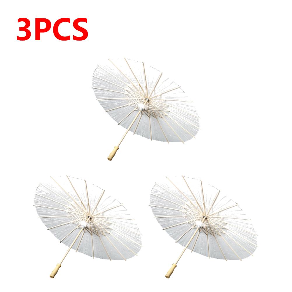 5-1PCS 60cm White Paper Parasol Umbrella for Wedding Party Favor Photo Props Wooden Hhandle Oiled Paper DIY Bamboo Umbrellas