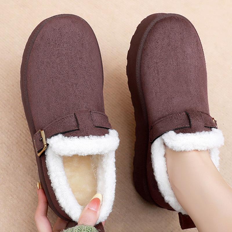 Women's fashionable and versatile warm padded lining snow boots comfortable soft elastic thick sole cushioning waterproof non-slip cotton shoes.