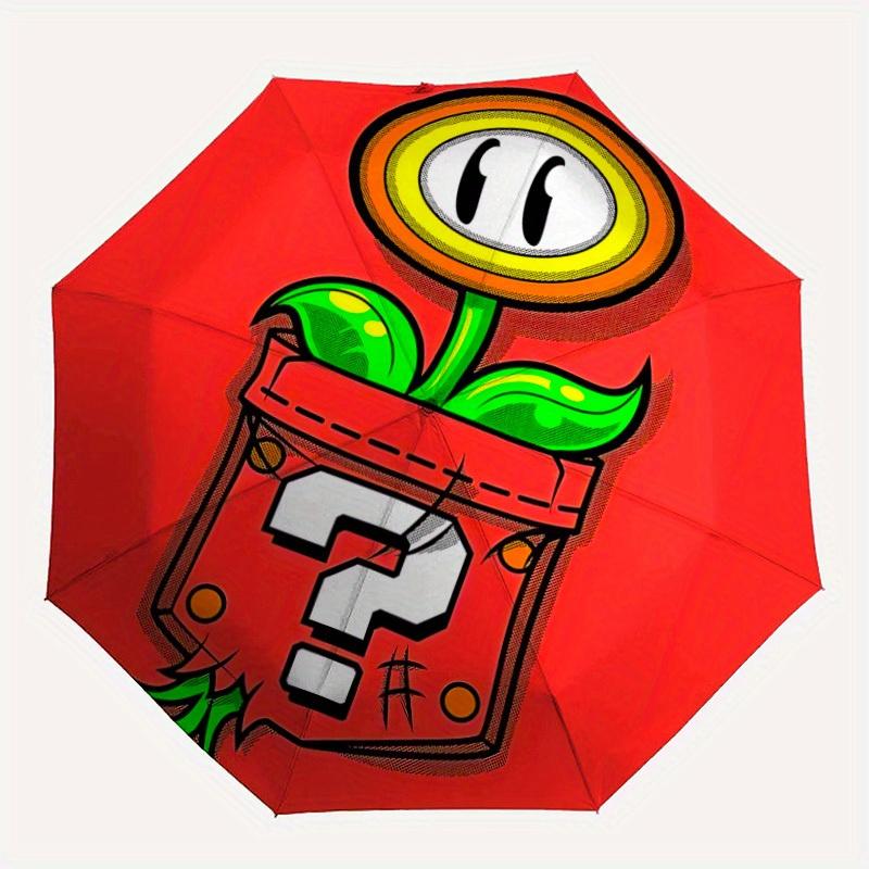 

1pc Mario Pocke Flower Automatic Open/close Folding Portable Umbrella with 8-Rib Structure for Women/Men, All-Season Use 053