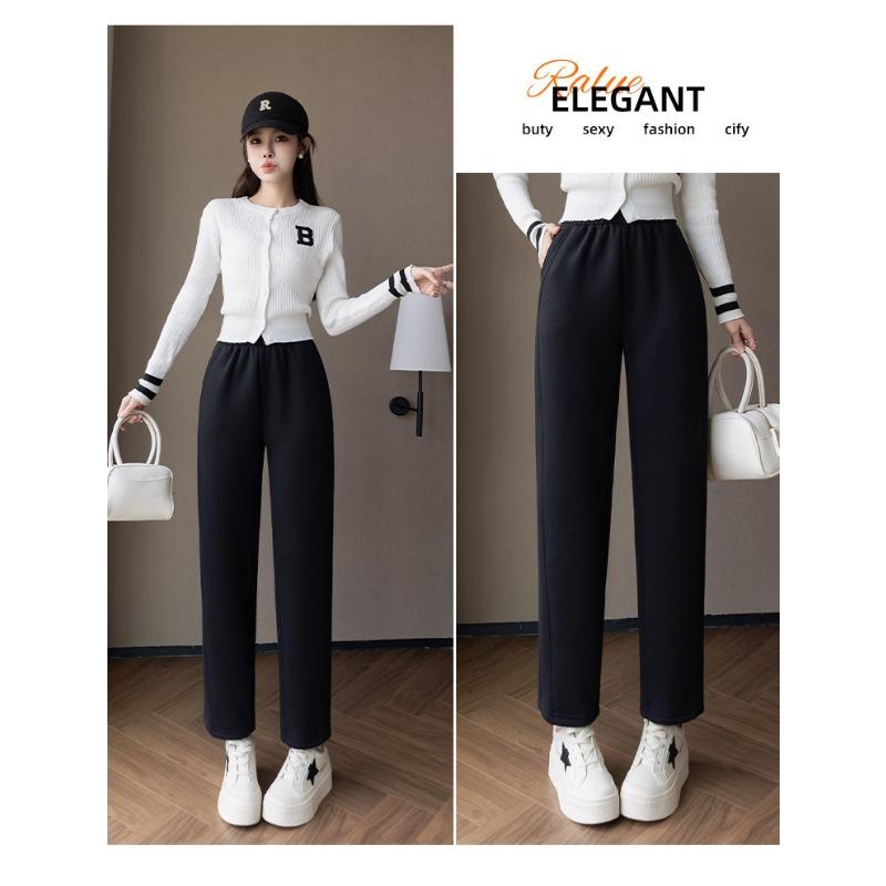 Pantalon Harem Femme Automne Hiver Chaud Petits Pieds Taille Haute Slim Tube Crayon Fumé