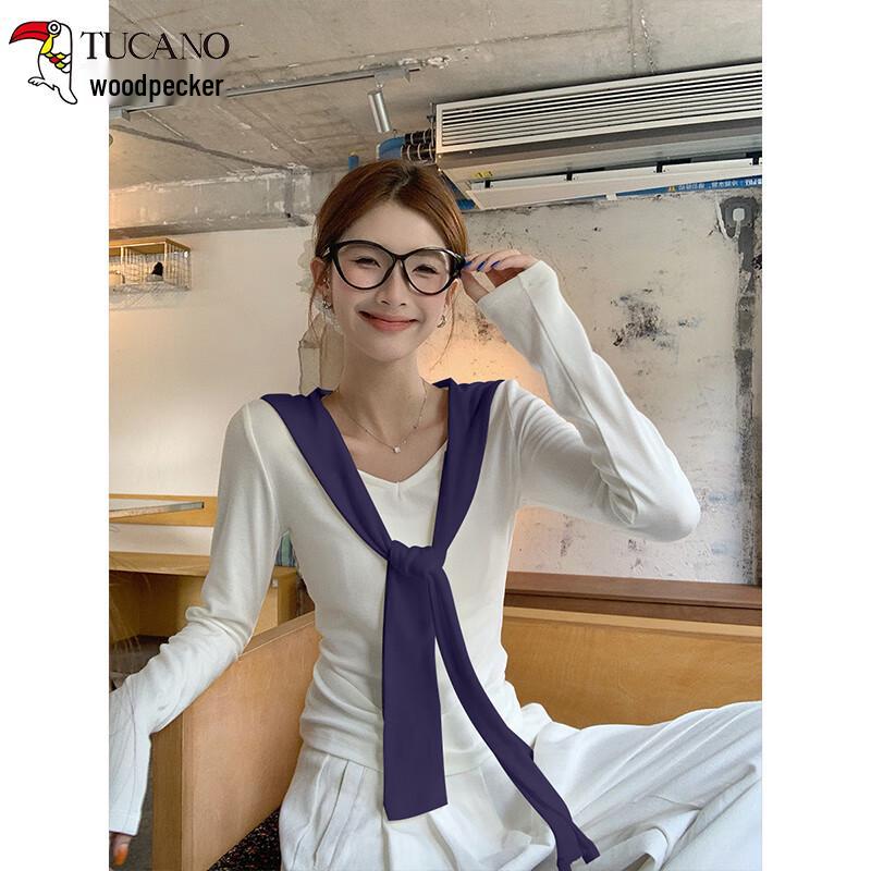 Women s Casual Navy Collar Long Sleeve T-Shirt S
