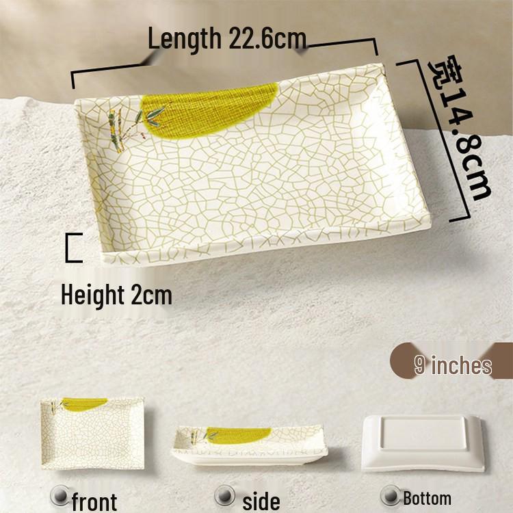 Melamine Rectangular Porcelain-Style Plate for Hot Pot & Side Dishes