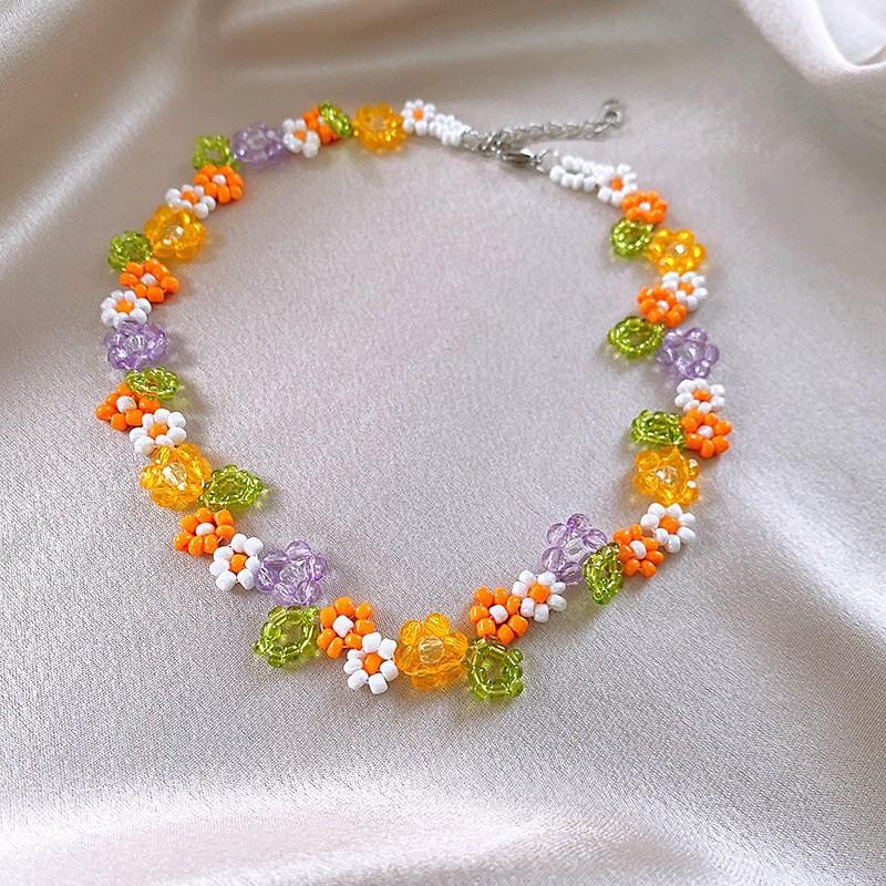Korean fleece rope color artificial tiger's eye stone bag necklace niche design sweater chain retro necklace