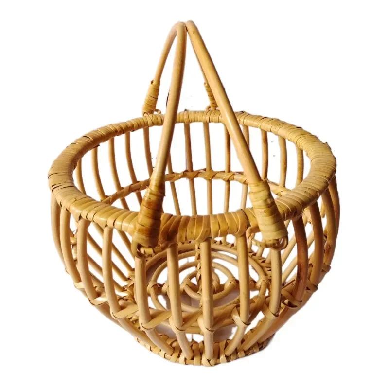 Retro Rattan Basket Chair Newborn Photography Props - Infant Posing Bed & Backdrops Unisex Photo Accessories for Baby Girl & Boy