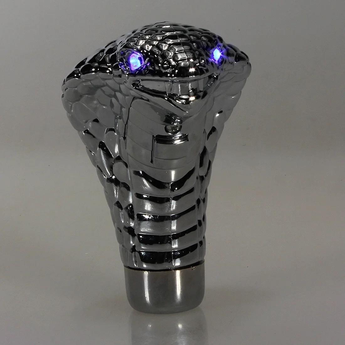 

Universal Chrome Red Blue LED Eyes Car Cobra Manual Gear Shift Knob Snake Shifter синий