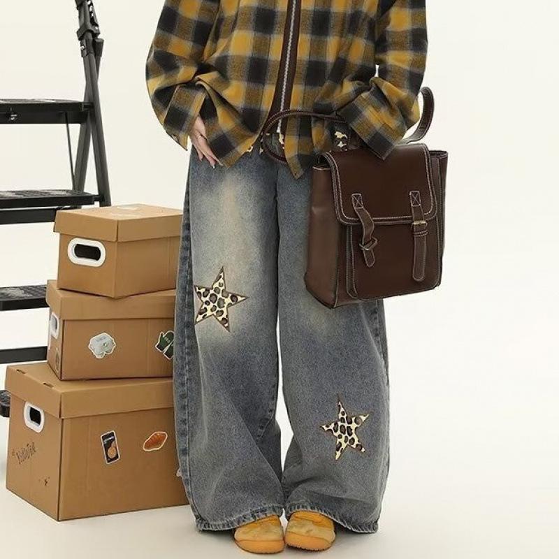 

Autumn New Chinese Style High-Waist Slim Straight Jeans for Women and Men – Casual Wide-Leg Pants M синий
