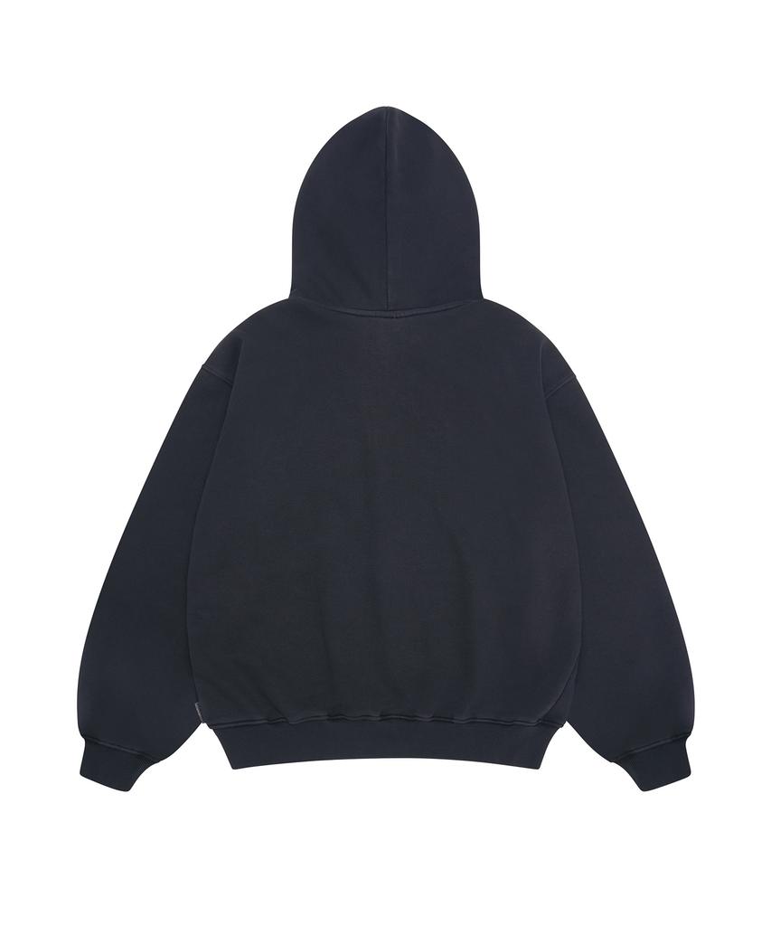 Gainsboro Pigment 2Way Signature 1 Zip-Up Hoodie_Midnight Blue