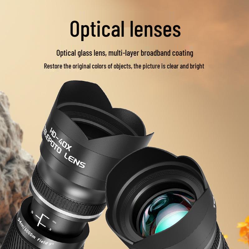 40x HD Monocular Telescope: High-Magnification, Wide-View Retractable Lens for Mobile Live Streaming